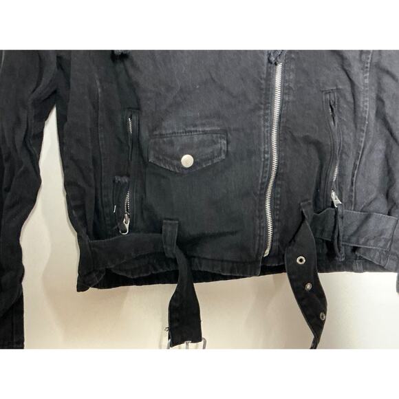Forever 21 Faux Suede Motorcycle Jacket Black Medium Crosszipped - Picture 2 of 8